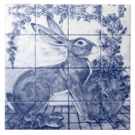 Blå blå kanin Hare Ivy Ceramic Tile Mural Kakelplatta
