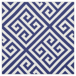 Blå blå med grekiska Nyckel Diag T Mönster #1 Tyg
