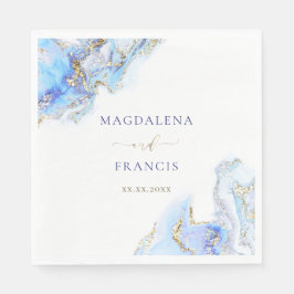 blå bläck marble bröllop Napkins Pappersservett