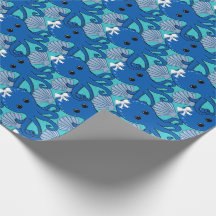 Blå bläckfisk med båge presentpapper