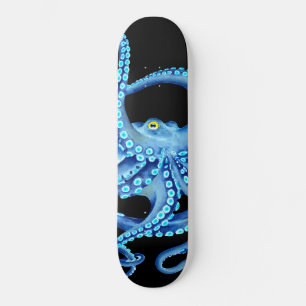 Blå bläckfisk, svart mini skateboard bräda 18,5 cm