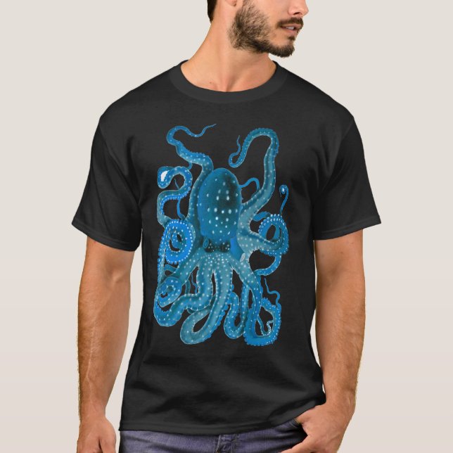 Blå bläckfisk t shirt (Framsida)