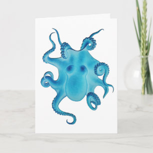 Blå bläckfisk vän födelsedagskort Kraken hav ocean Kort