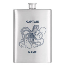 Blå bläckfiskillustration, eget namn och kapten fickplunta