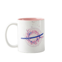 Blå bläckkatana & körsbärsblom / Sakura-mugg