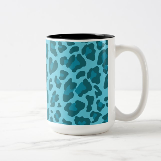 Blå bläckstrålar för leopard Två-Tonad mugg (Höger)