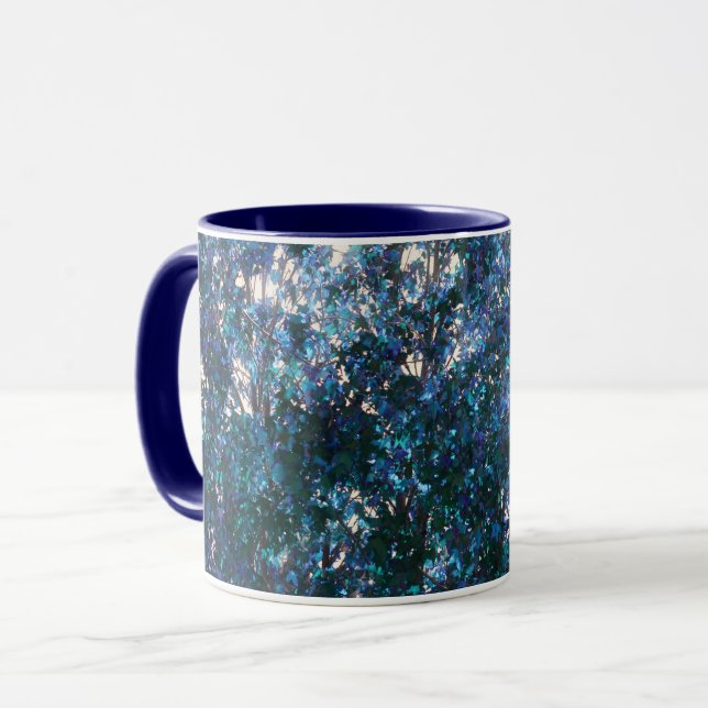 Blå Blad Abstrakt Natur Art Mugg Kopp (Framsida vänster)