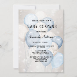 Blå blåvita bubblor i babyskal Party Inbjudningar