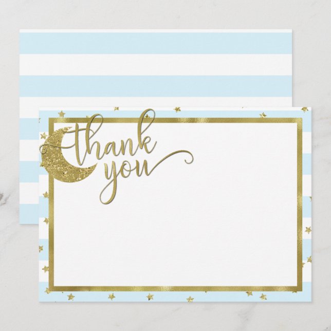 Blå blink blink lilla stjärna tack-kort inbjudningar (Fram/baksida)