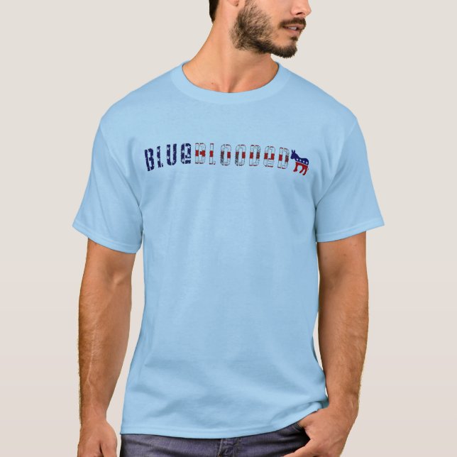 blå blodig demokrat. t-shirt (Framsida)