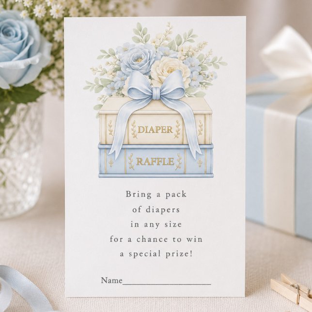Blå blöjlotteri Baby Shower-kort Tilläggskort (Skapare uppladdad)