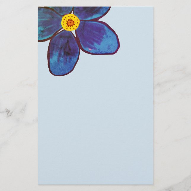 Blå Blom Blommar Vår Pappersvaror Brevpapper (Framsida)