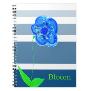 Blå blomdesign anteckningsbok