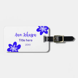 Blå blomdoodle namn, rubrik 20XX-yrke Bagagebricka