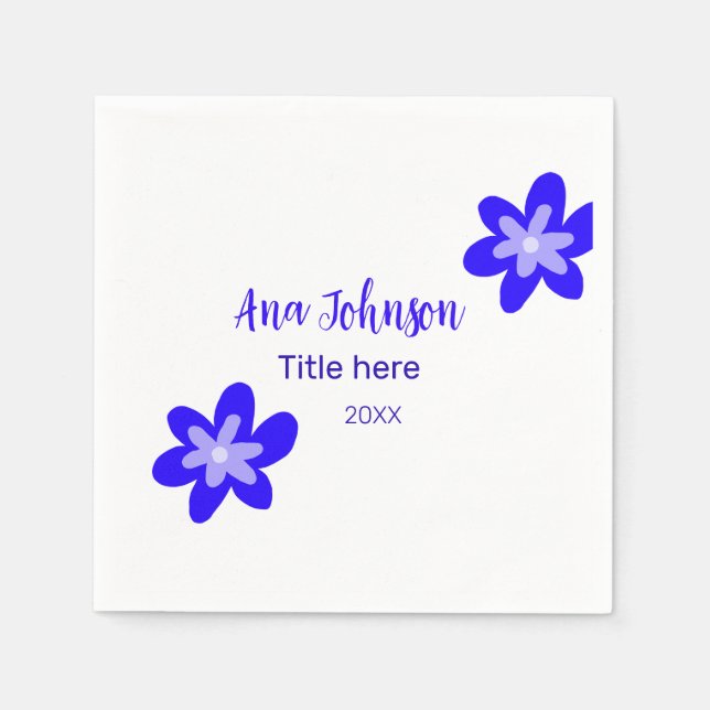 Blå blomdoodle namn, rubrik 20XX-yrke Pappersservett (Framsidan)