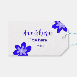 Blå blomdoodle namn, rubrik 20XX-yrke Presentetikett