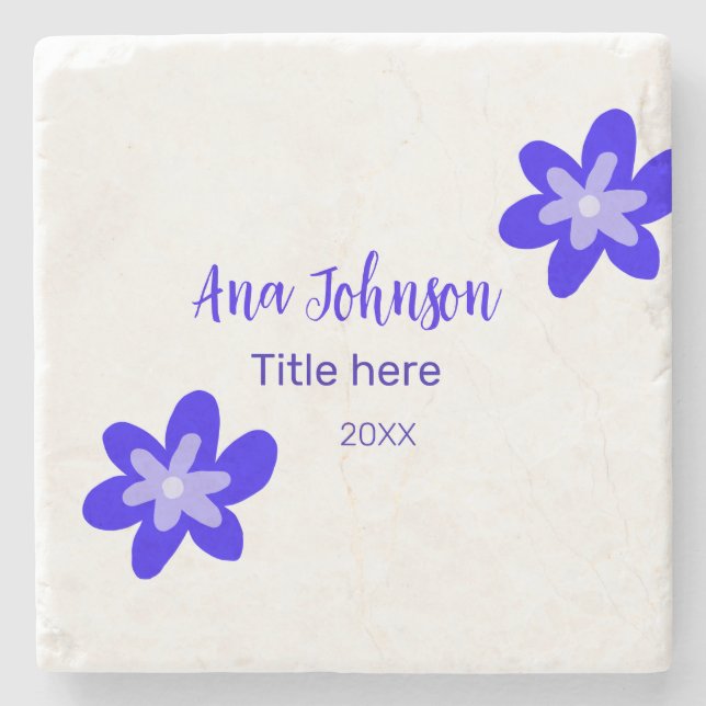 Blå blomdoodle namn, rubrik 20XX-yrke Stenunderlägg (Framsidan)