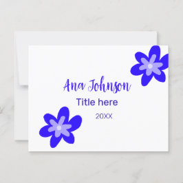 Blå blomdoodle namn, rubrik 20XX-yrke Vykort