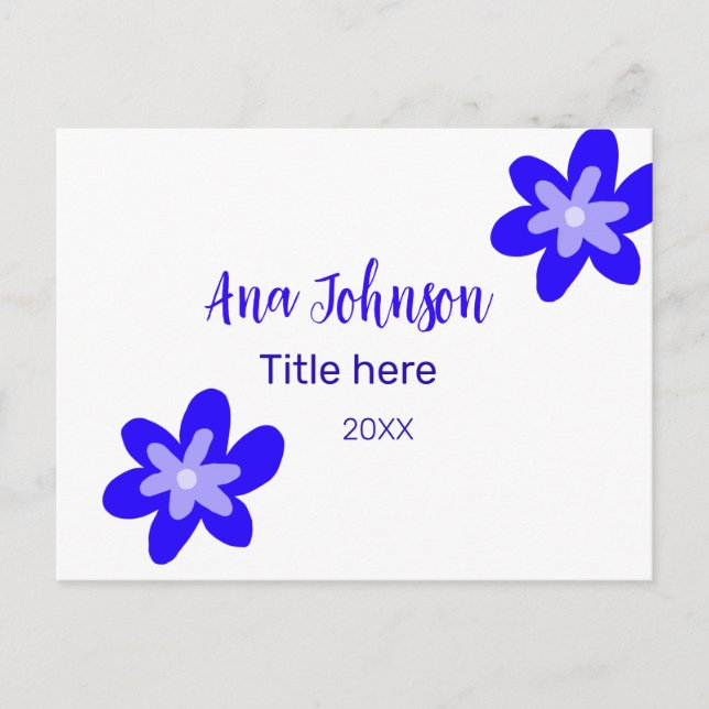 Blå blomdoodle namn, rubrik 20XX-yrke Vykort (Framsida)