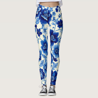 blå blomkaskadleggings leggings