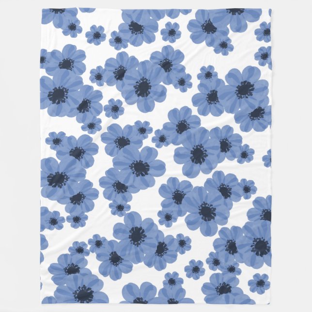 Blå blomma 60 x 80 Blankett Fleecefilt (Framsidan)