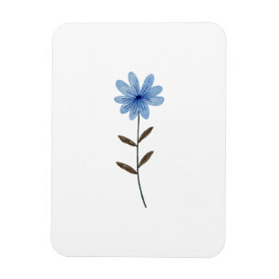 Blå Blomma Akvarell Elegant Blommig Konst Illustra Magnet