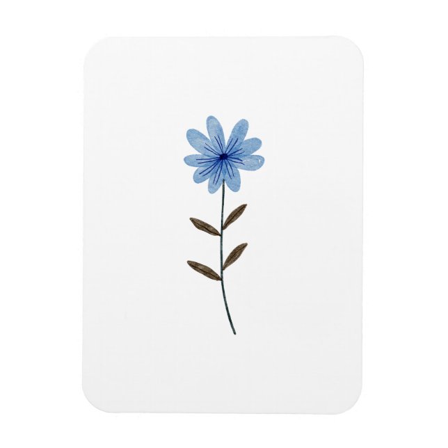 Blå Blomma Akvarell Elegant Blommig Konst Illustra Magnet (Vertikal)