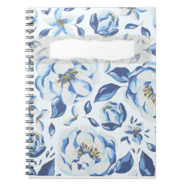 Blå blomma anteckningsbok