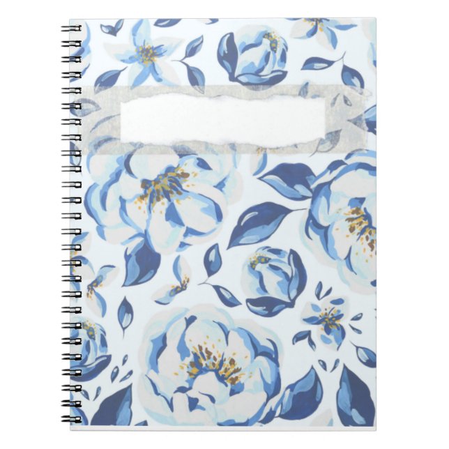 Blå blomma anteckningsbok (Framsidan)