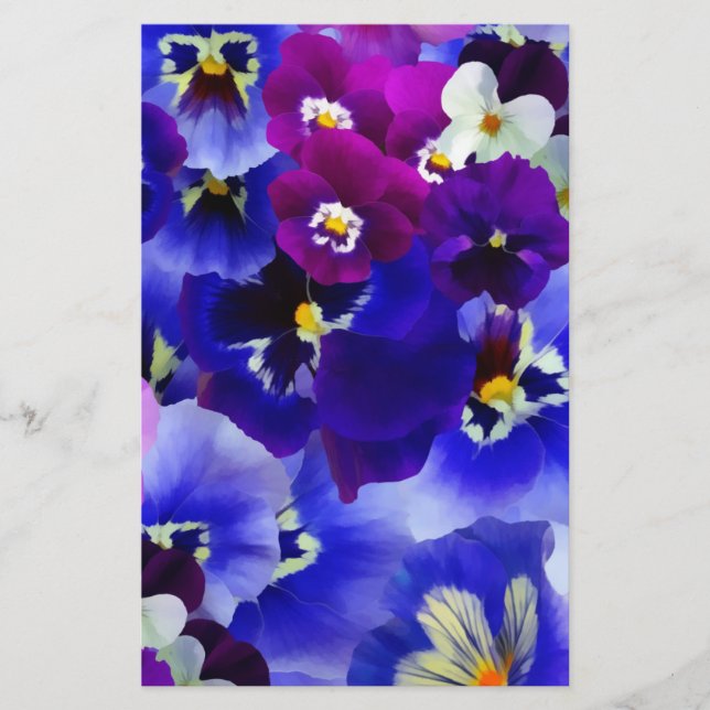 Blå blomma Arrangemang Brevpapper (Framsida)
