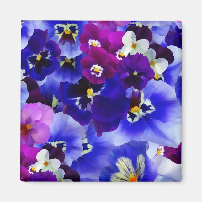 Blå blomma Arrangemang Magnet (Framsidan)