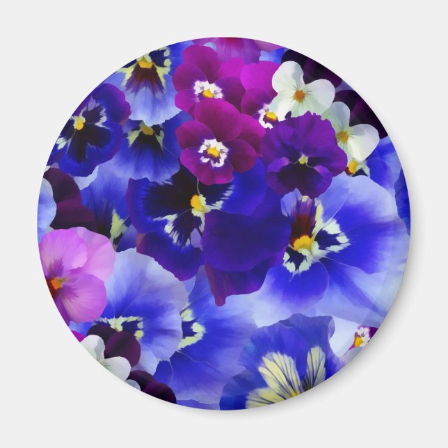 Blå blomma Arrangemang Magnet (Framsidan)