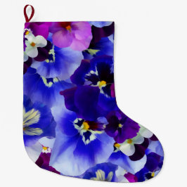 Blå blomma Arrangemang Stor Julstrumpa