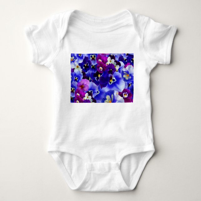 Blå blomma Arrangemang T Shirt (Framsida)