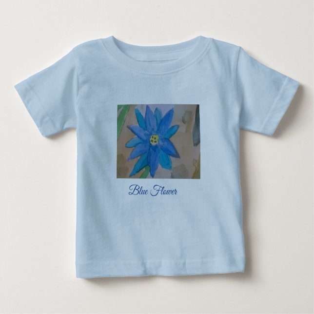 Blå Blomma Baby T-Shirt (Framsida)