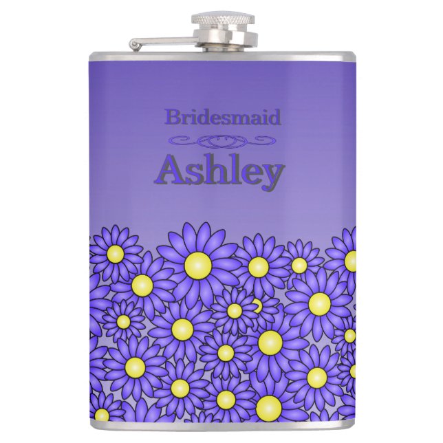 Blå Blomma Brudtärna Flask Fickplunta (Framsidan)