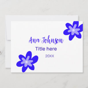 Blå blomma doodle namn titel år 20XX yrke Inbjudningar