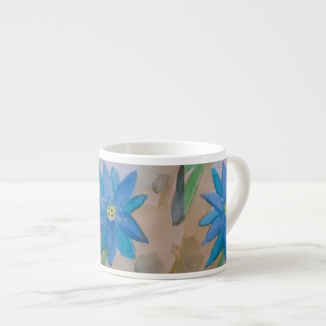 Blå blomma espressomugg (Framsida höger)