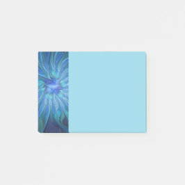 Blå Blomma Fantasi Mönster, Abstrakt Fraktal Konst Post-it Block