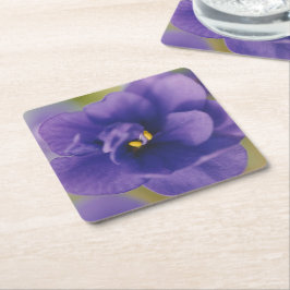 Blå blomma från Violet Saintpaulia Zoomed Underlägg Papper Kvadrat