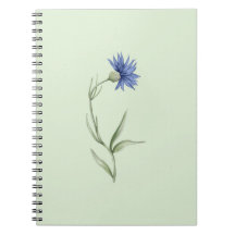 Blå Blomma Grön Estetisk Anteckningsbok