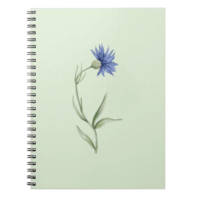 Blå Blomma Grön Estetisk Anteckningsbok (Framsidan)