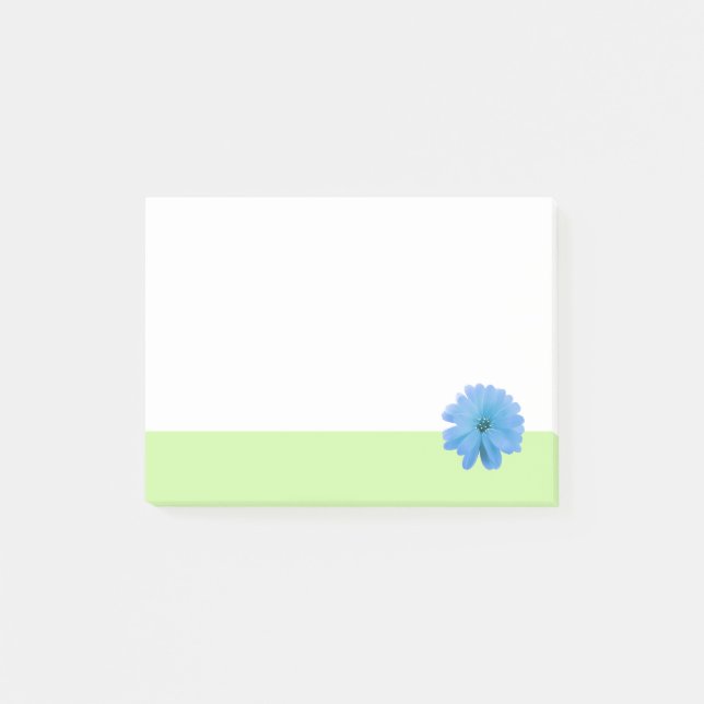 Blå Blomma Grön Kant Post-it Block (Framsida)