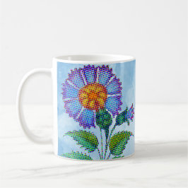 Blå blomma halvtone på blå fin konst kaffemugg