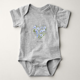 Blå Blomma Hjärtans Baby Body T Shirt