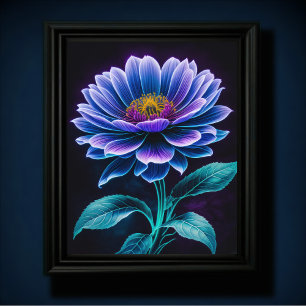 Blå blomma III Poster