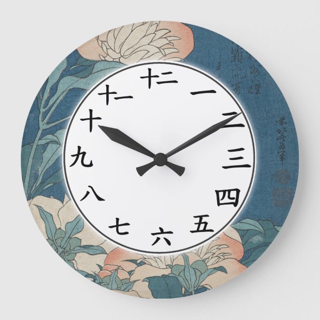 Blå Blomma Japansk eller Kinesisk Nummerklocka Stor Klocka (Framsida)