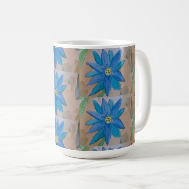 Blå blomma kaffemugg (Framsida höger)