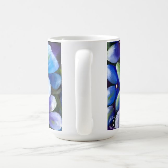 Blå blomma kaffemugg (Handtag)
