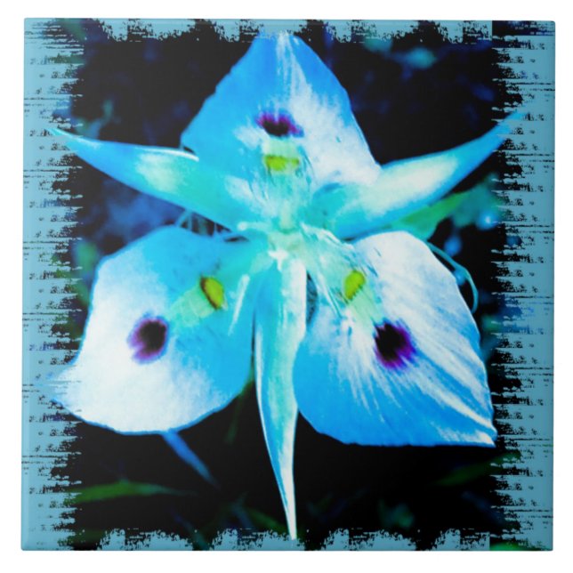 Blå blomma kakelplatta (Framsidan)